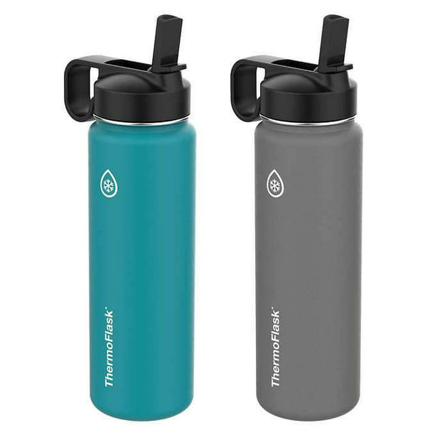 Blue White NEW Thermoflask 40 oz Stainless Steel Water Bottle Green Gray 